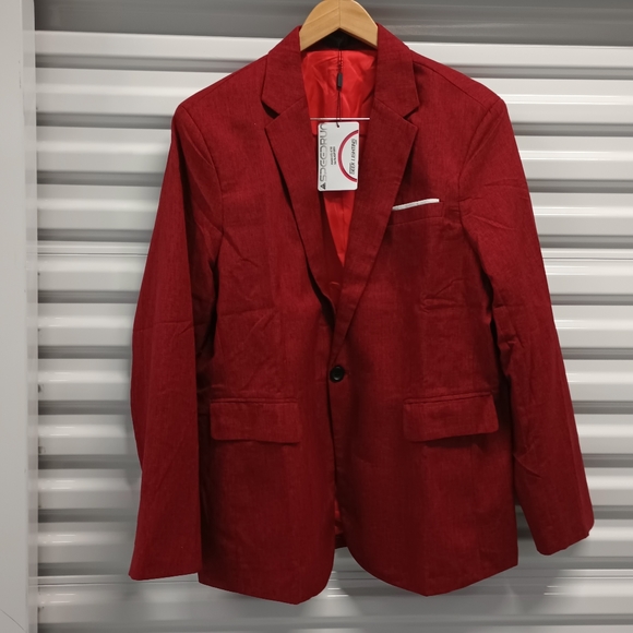 New Geek Lightning Red Single Button Dual Vent Blazer Sportcoat Size Large - Picture 10 of 14